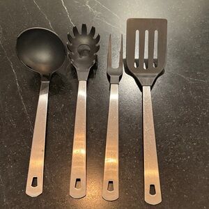 Amco Nylon & Stainless Steel and Black Cooking Utensil Set